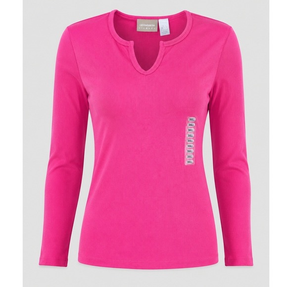 Liz Claiborne Tops - Vintage Y2K Liz Claiborne Lizwear Pink Rib Knit Long Sleeve Top Women Sm Stretch